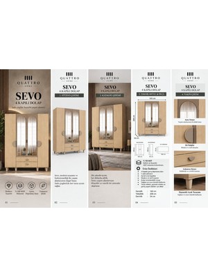 Quattro Home Sevo 4 Kapaklı Dolap