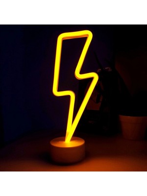 Pileli Store Neon Işıklı Şimşek Lamba USB ve Pilli