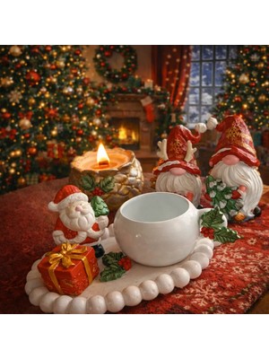 Lamira Hobi Yılbaşı Hediyelik Noel Babalı Kahve Fincanı ve Altlığı