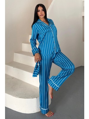 Coccolarsi Tratto Delicato Saten Uzun Pijama Takımı TRDK4904