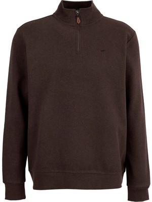 Mustang Kahverengi Erkek Fermuarlı Basic Nakışlı Sweatshirt M6WM-SWT1591