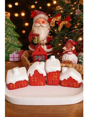 Lamira Hobi Noel Karlı Minik Evler ( 4 Adet)