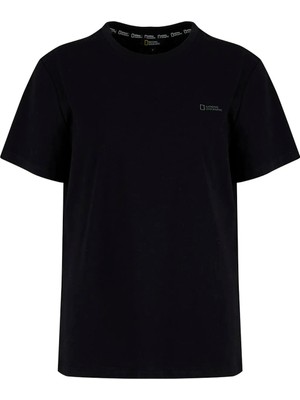 National Geographic Siyah Kadın Bisiklet Yaka Relaxed Baskılı T-Shirt N6WL-TST4580