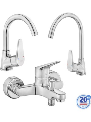 E.C.A. E.C.A Spylos 3'lü Batarya Seti: Banyo - Lavabo[Kuğu Boru] - Eviye Bataryası 102188126-102102494-102118136