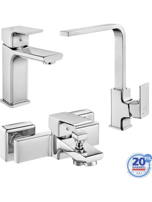 E.C.A. Eca Tiera Serisi Batarya Set (Ec000005) Krom Renkli Aç - Kapa Özellikli Lavabo Banyo