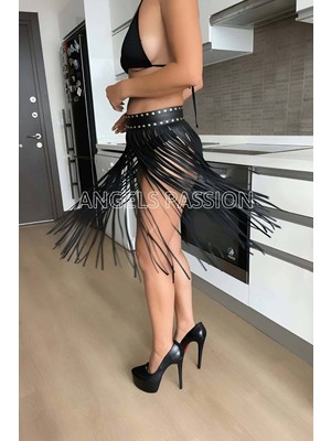 Angels Passion Ince Püsküllü Deri Fantazi Etek - BRF411 Under Moda