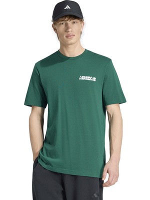 Adidas KC7125 M Nov Card T Yeşil Bisiklet Yaka Baskılı Erkek T-Shirt