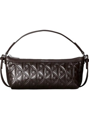 Calvin Klein Kahverengi Kadın Çapraz Çanta Emblem Aop Debossed Elongated