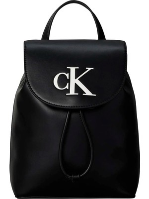 Calvin Klein Siyah Kadın Sırt Çantası Bold Ck Flap Mını Backpack
