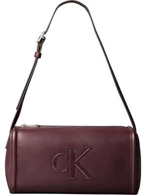 Calvin Klein Bordo Kadın Omuz Çantası Bold Ck Slouchy Shoulder Bag