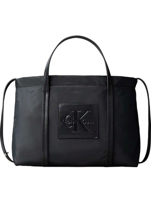 Calvin Klein Siyah Kadın Tote Çanta Nylon Small Tote Crossbody