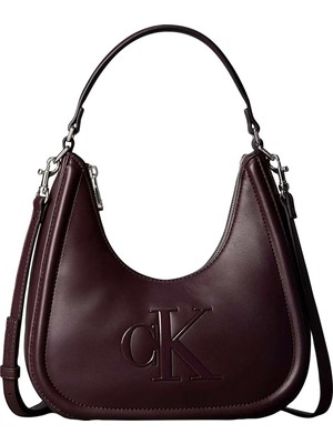 Calvin Klein Bordo Kadın Çapraz Çanta Bold Ck Small Crescent Bag