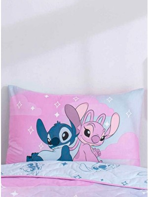 Taç Out Zorluteks Stitch Shiny Desenli % 100 Pamuk Kumaş 2 Adet Yastık Kılıfı 50X70 cm Çif Taraflı Baskı