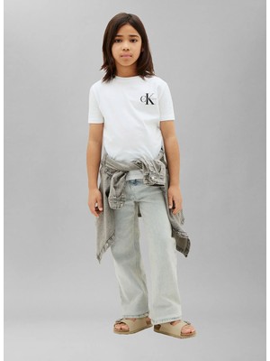 Calvin Klein Beyaz Kız Çocuk T-Shirt LV1CKTJA16YAF-CK Erkek Çocukt-Shirt