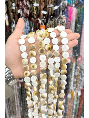 Sedef Taşı Yılancık Kesim Parlak 14MM Doğal Taş Dizi [aa]