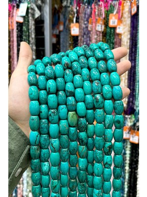 Turkuaz Taşı Arpa Kesim Yeşil 13X18MM Doğal Taş Dizi