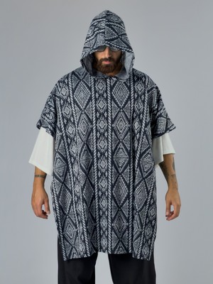 Cocopelli Etnik Desenli Siyah Erkek Panço COC3376
