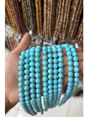 Turkuaz Taşı Küre Kesim Parlak 10MM Doğal Taş Dizi [aa]