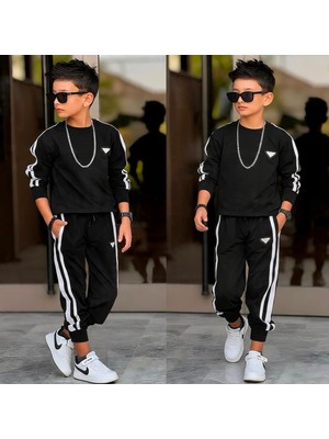 Ay Kids Erkek Çocuk 2 Parça Eşofman Takımı – Sweatshirt ve Pantolon Spor Şık Takım 60335-S