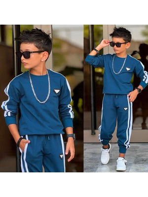 Ay Kids Erkek Çocuk 2 Parça Eşofman Takımı – Sweatshirt ve Pantolon Spor Şık Takım 60335-M