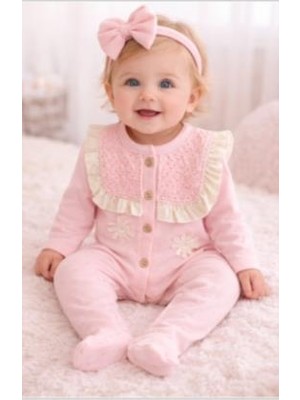 Ay Kids Aykidsclup Kız Bebek Dantel Yaka  Çiçek Nakışlı Tulum – Şık ve Zarif Bebek Tulum 93401-