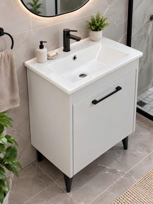 Turkuaz Lavabolu 55 cm Banyo Dolabı