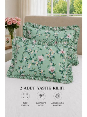 Uçkan Home 2’li Pamuklu Fırfırlı Yastık Kılıfı 50X70 cm