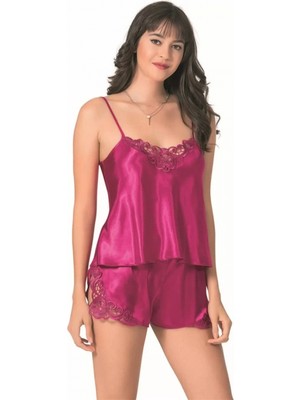 Marsilyan™- Vişne Saten Babydoll Şort Takımı