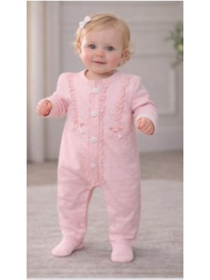 Rapapa Aykidsclup Kız Bebek  Tulum Dantelli Fırfır Detaylı Çıtçıtlı Uzun Kollu TULUM-13758-