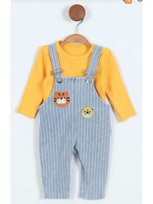 Rapapa Aykidsclup  Erkek Bebek Çizgili Kaplan Desenli Salopetli 2’li Takım 1291255-S