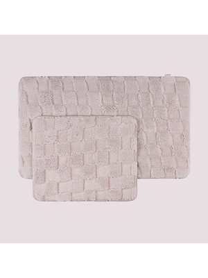 Evidea Soft Simirna Kare 2'li Banyo Paspası - Gri - 60X100 cm + 50X60 cm