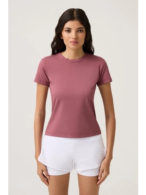 Los Ojos Bordo Düz Kesim Tişört Regular T-Shirt