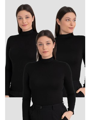Arma Yıldız Kadın Balıkçı Yaka Uzun Kollu Body 3 Adet