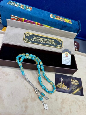 Tesbih Hanesi Özel Yazılı ve Özel Kutulu 24K Altın Parçacıklı Tesbih Sertifikalı Kisiye Özel Harfli Babaya Hediye Sevgiliye Hediye Ogretmene Hediye