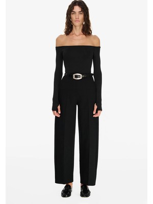 Vatkalı High Waisted Barrel Pantolon