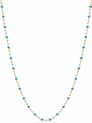 Masaliko Botto 1 Mavi Mineli 45 cm 925 Ayar Gümüş Kadın Kolye - MS4066