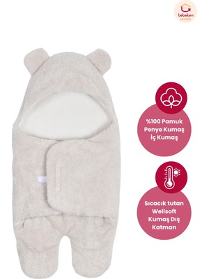 Bebekevi 0-12 Ay Welsoft Kulaklı Dış Kundak Bebek Battaniye – Yumuşak Peluş Kışlık Kundak