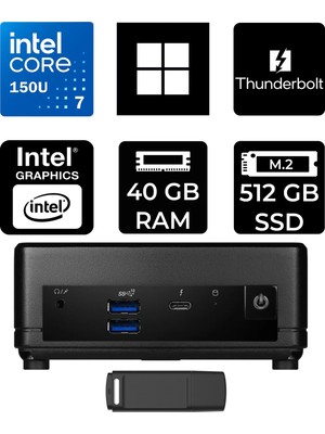 MSI Msı Cubi 5 Intel Core 7 150U 40GB Ram 512GB SSD WIN11 Home 1M495EUP372 Mini Masaüstü Bilgisayar + Per4 USB Bellek
