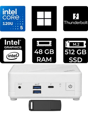 MSI Msı Cubi 5 Intel Core 5 120U 48GB Ram 512GB SSD WIN11 Home 1M497EUP377 Mini Masaüstü Bilgisayar + Per4 USB Bellek