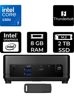MSI Msı Cubi 5 Intel Core 7 150U 8gb Ram 2tb SSD Freedos 1M495EUP304 Mini Masaüstü Bilgisayar + Per4 USB Bellek