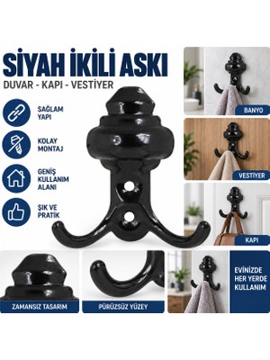 Elaletionline Dolap,vestiyer,banyo Askısı Siyah