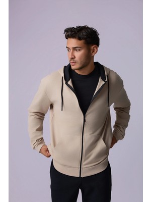 Defy's Erkek Oversize Kapüşonlu Fermuarlı Cepli Sweatshirt