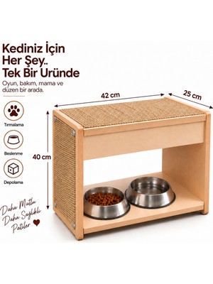 Minera Pets Huş Kontrplak Tırmalama Modülü - Mama Ünitesi