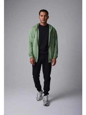 Defy's Erkek Oversize Kapüşonlu Fermuarlı Cepli Sweatshirt