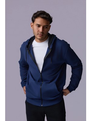 Defy's Erkek Oversize Kapüşonlu Fermuarlı Cepli Sweatshirt