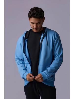 Defy's Erkek Oversize Kapüşonlu Fermuarlı Cepli Sweatshirt