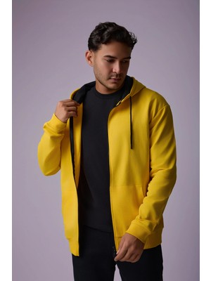 Defy's Erkek Oversize Kapüşonlu Fermuarlı Cepli Sweatshirt