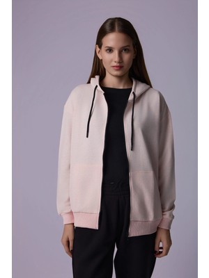 Defy's Kadın Oversize Kapüşonlu Fermuarlı Cepli Sweatshirt