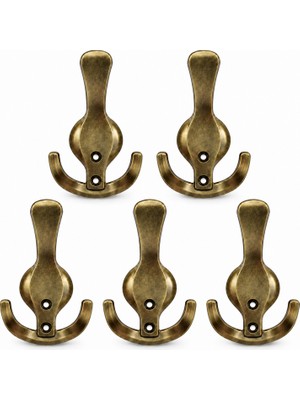 Badem10 Royal Portmanto Askılık Antik Sarı 5 Adet Set Metal Askılık Duvar Vestiyer Dolap Askı Aksesuarı