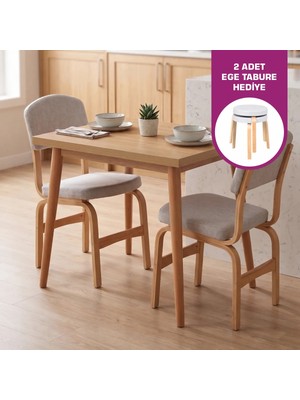 Vilinze Ege Sandalye Avanos Ahşap Mdf Mutfak Masası Takımı - 60X90 cm